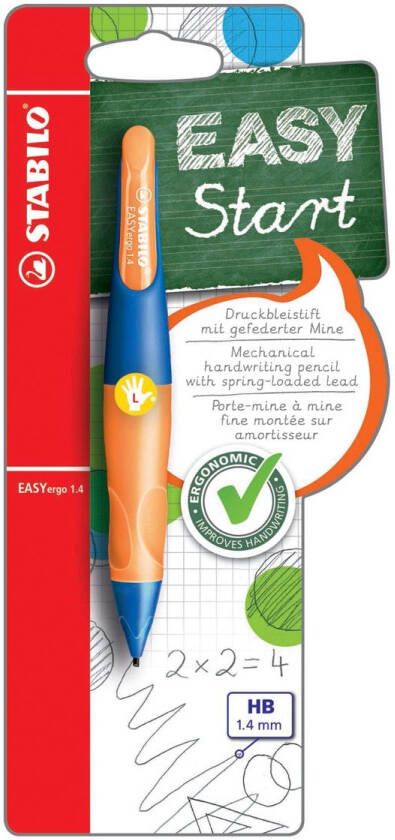 Stabilo EASYergo vulpotlood 1 4 mm voor linkshandigen blister van 1 stuk marine en oranje