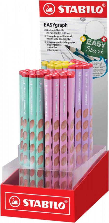 Stabilo EASYgraph S Pastel potlood HB 3 15 mm display van 60 stuks in geassorteerde kleuren