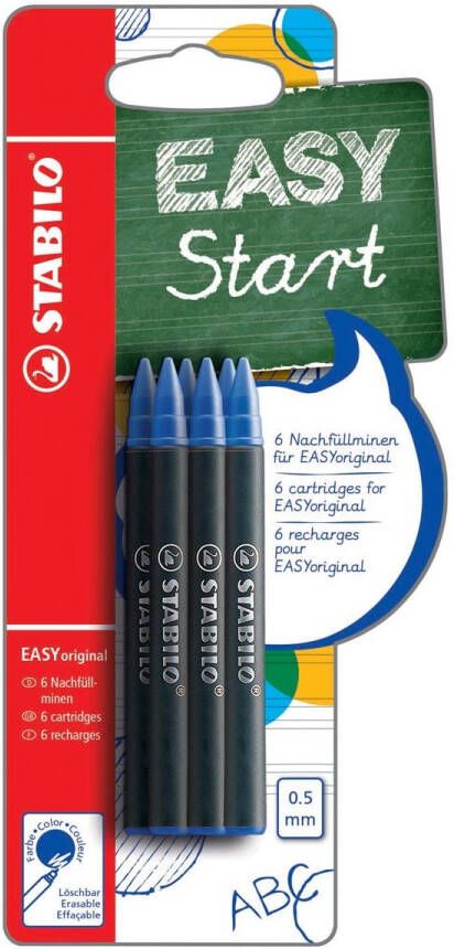 Stabilo EASYoriginal rollervulling medium 0 5mm blister van 6 stuks blauw