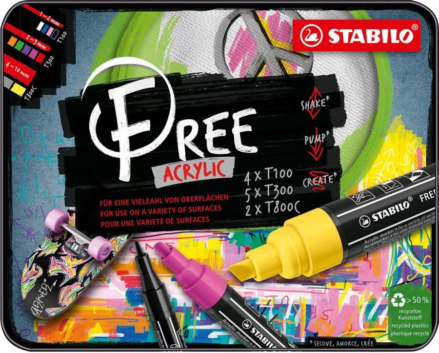 Stabilo Acrylmarker Free Acrylic Starter Kit assorti 11 stuks