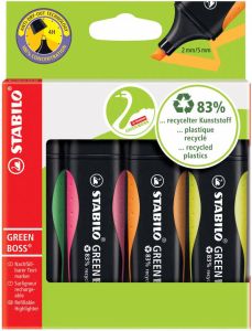Stabilo GREENBOSS markeerstift blister van 4 stuks in geassorteerde kleuren