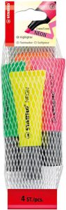 Stabilo NEON markeerstift etui van 4 stuks in geassorteerde kleuren