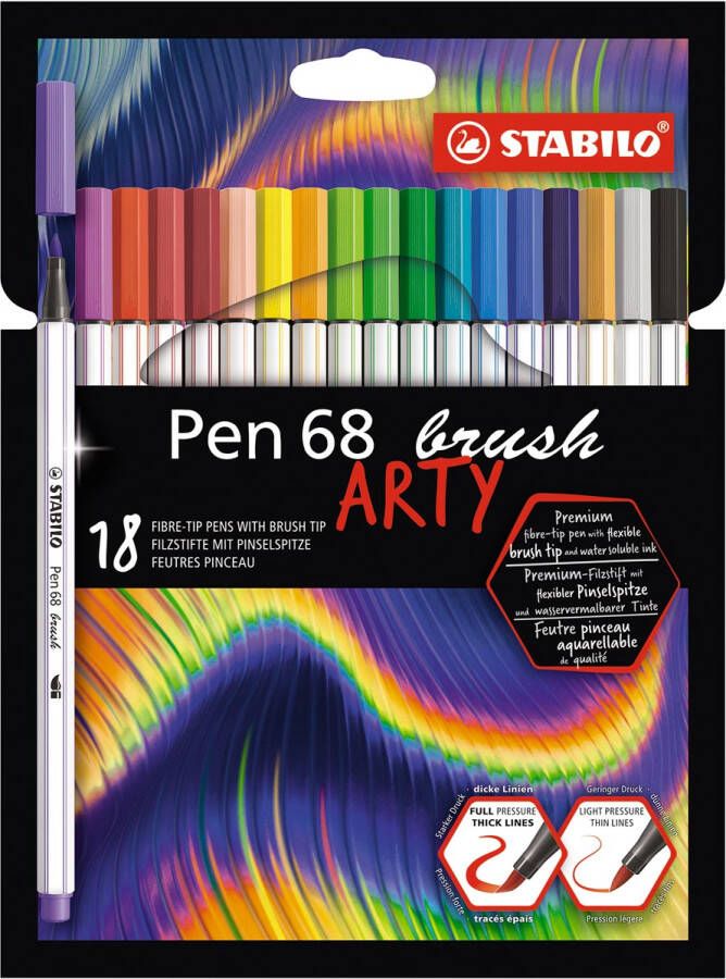 Stabilo pen 68 brush ARTY etui van 18 stuks assorti
