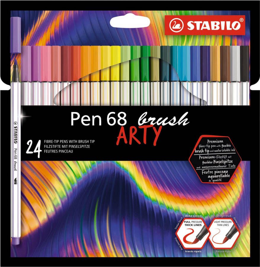 Stabilo pen 68 brush ARTY etui van 24 stuks assorti