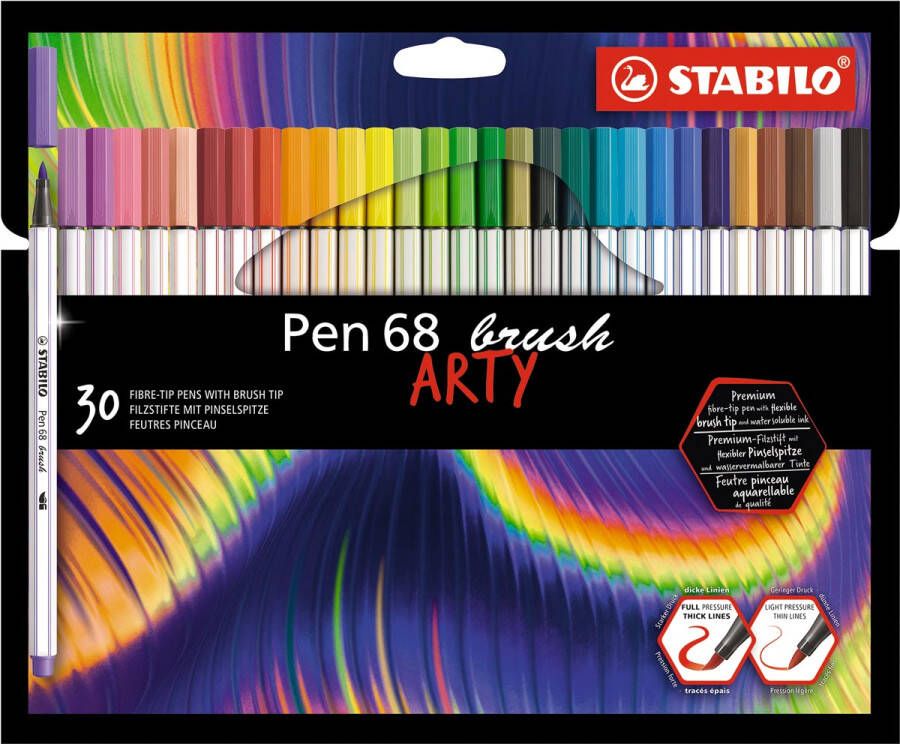 Stabilo pen 68 brush ARTY etui van 30 stuks assorti
