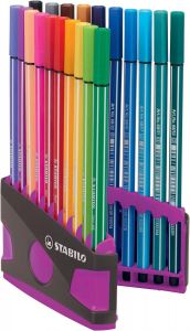 Stabilo Pen 68 brush ColorParade lila-grijze doos 20 stuks in geassorteerde kleuren