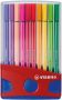 Stabilo Pen 68 brush ColorParade rood-blauwe doos 20 stuks in geassorteerde kleuren - Thumbnail 1