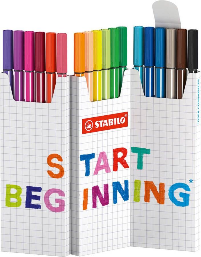 Stabilo Pen 68 viltstift geassorteerde kleuren deskset van 18 stuks