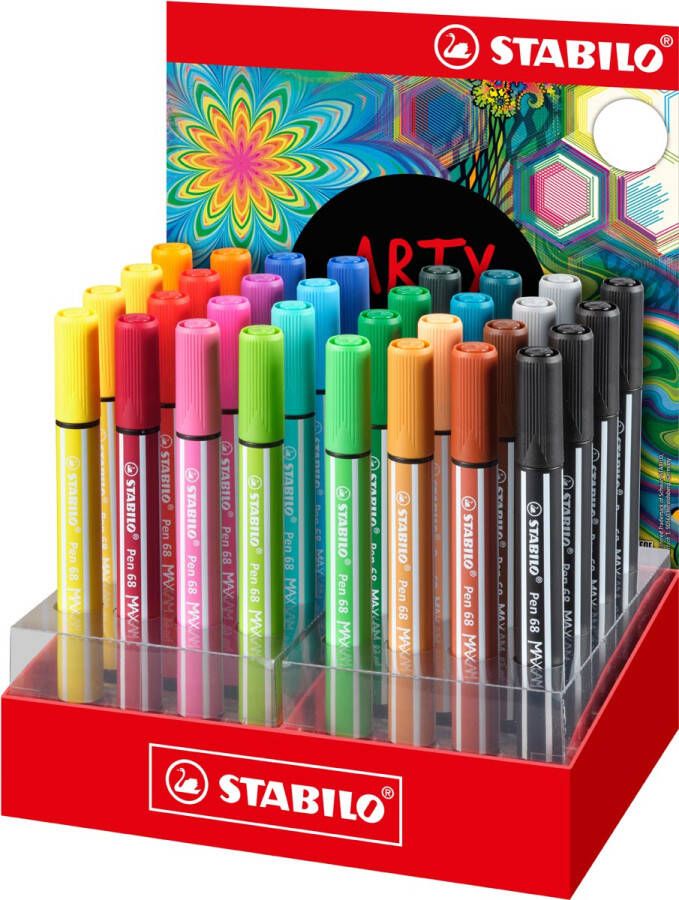 Stabilo pen 68 viltstift MAX ARTY display van 32 stuks assorti