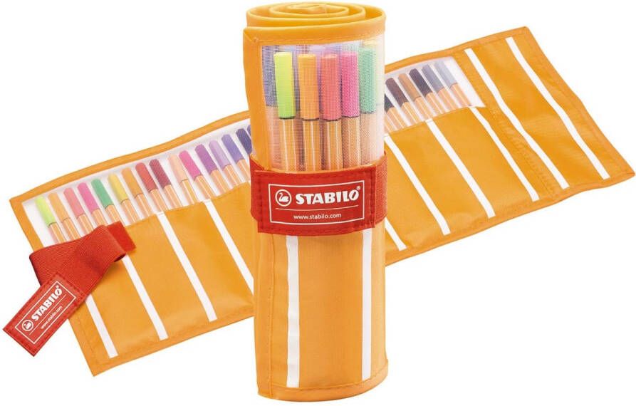 Stabilo Fineliner point 88 30 rollerset oranje rood fijn assorti etui Ã  30 stuks