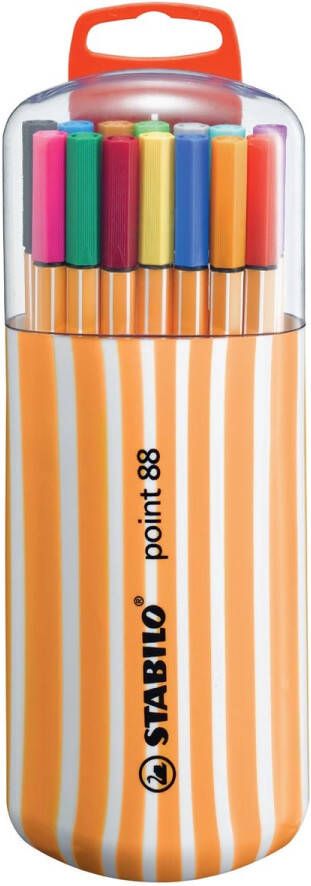 Stabilo point 88 fineliner Zebrui box etui van 20 stuks in geassorteerde kleuren