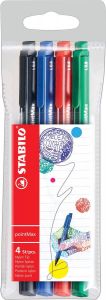 Stabilo pointMax schrijfstift 0 8 mm etui van 4 stuks in geassorteerde standaard kleuren