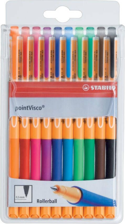 Stabilo pointVisco roller 0 5 mm etui van 10 stuks in geassorteerde kleuren
