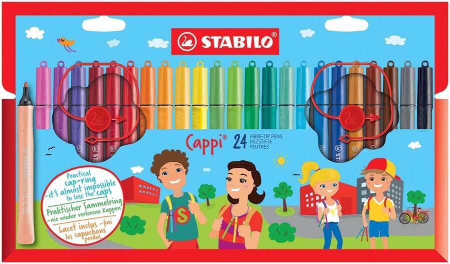 Stabilo Viltstift Cappi 168 24 medium assorti etui ?? 24 stuks - Foto 1