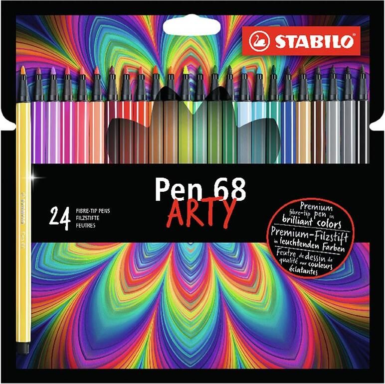 Stabilo Viltstift Pen 68 24 Arty medium assorti etui à 24 stuks