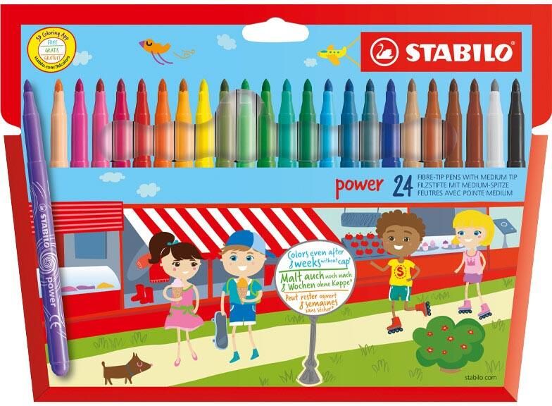 Stabilo power viltstift etui van 24 stuks geassorteerde kleuren