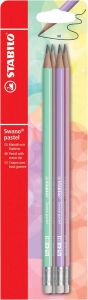 Stabilo Swano pastel potlood HB met gom blister van 4 stuks in geassorteerde kleuren