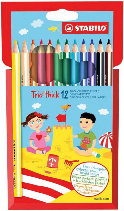 Stabilo Trio thick kleurpotlood etui van 12 stuks in geassorteerde kleuren