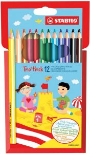 Stabilo Trio thick kleurpotlood etui van 12 stuks in geassorteerde kleuren