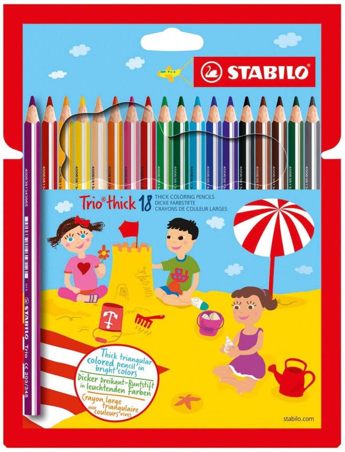 Stabilo Trio thick kleurpotlood etui van 18 stuks in geassorteerde kleuren
