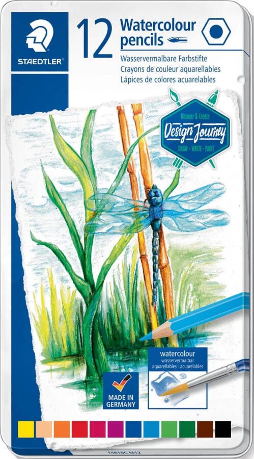 Staedtler aquarel potlood metalen doos met 12 kleuren