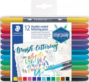 Staedtler brushpen Brush letter duo doos van 12 stuks in geassorteerde kleuren