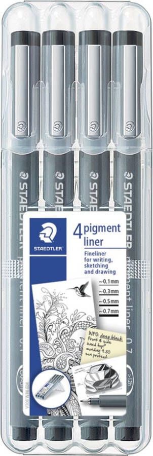 Staedtler fineliner Pigment Liner opstelbare box met 4 stuks (0 1 0 3 0 5 en 0 7 mm)