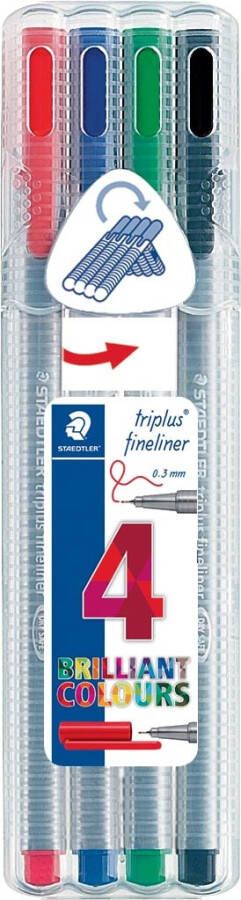 Staedtler fineliner Triplus geassorteerde kleuren opstelbare box met 4 stuks
