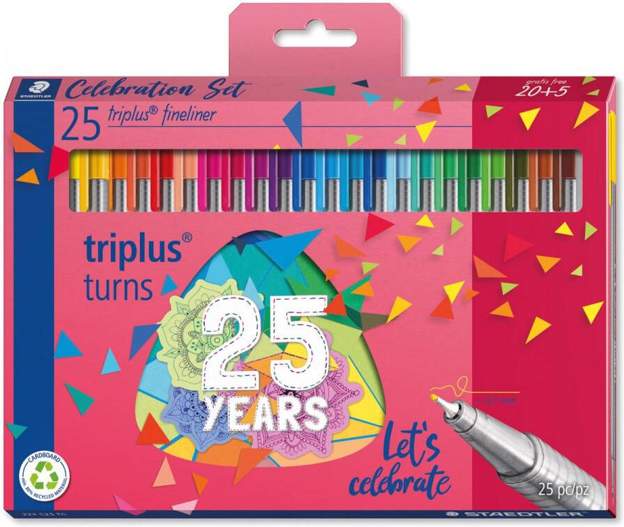 Staedtler fineliner Triplus set van 25 fineliners(20+5 ) geassorteerde kleuren