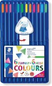 Staedtler kleurpotlood Ergosoft 157 driekantig etui van 12 stuks in geassorteerde kleuren