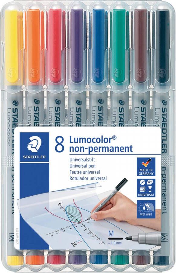 Staedtler Lumocolor 315 OHP-marker non permanent 1 0 mm box van 8 stuks in geassorteerde kleuren