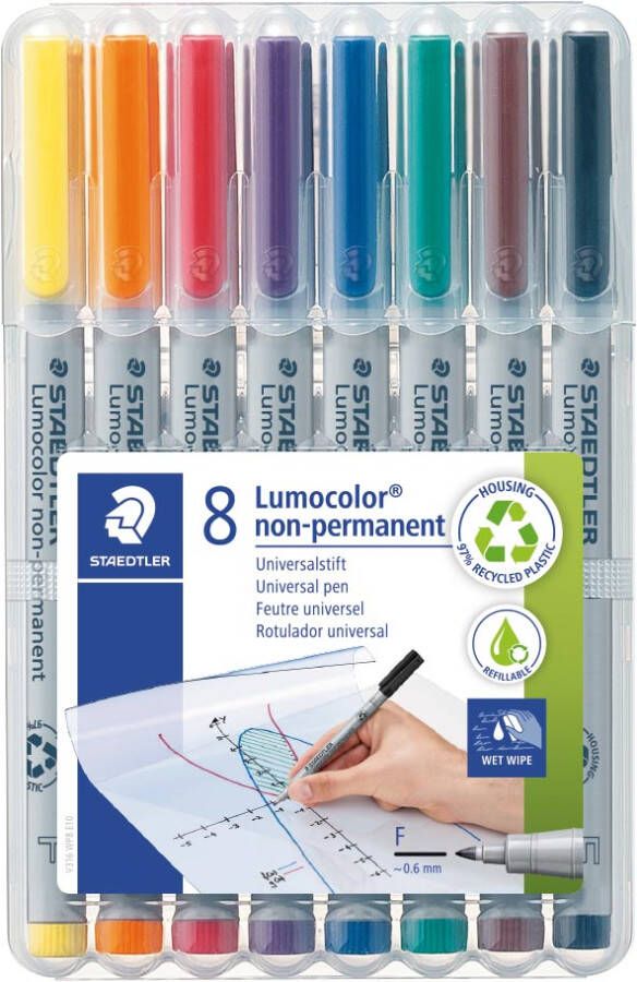 Staedtler Lumocolor 316 OHP-marker non permanent 0 6 mm box van 8 stuks in geassorteerde kleuren