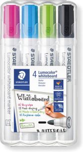 Staedtler Lumocolor whiteboardmarker etui van 4 stuks in geassorteerde kleuren