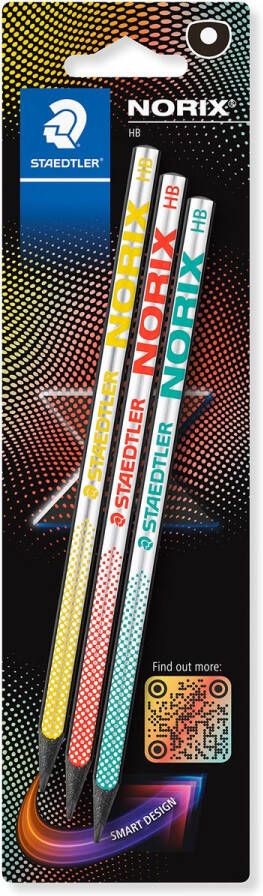 Staedtler Norix grafietpotlood HB blister van 3 stuks geassorteerde kleuren
