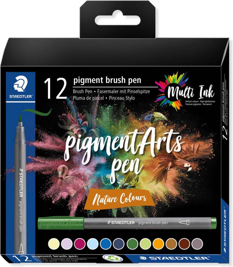 Staedtler Pigment Arts brush pen etui van 12 stuks Nature Colours