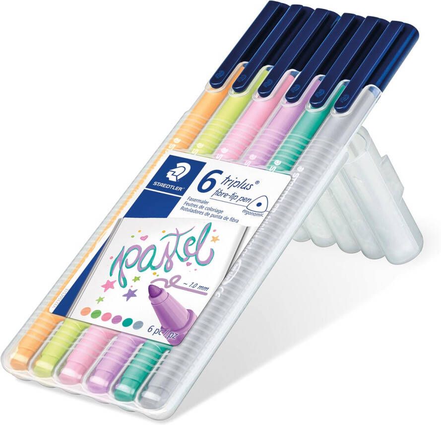 Staedtler viltstift Triplus Color opstelbare box met 6 pastelkleuren