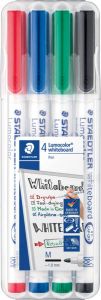 Staedtler whiteboard pen Lumocolor Pen opstelbare box met 4 stuks in geassorteerde kleuren