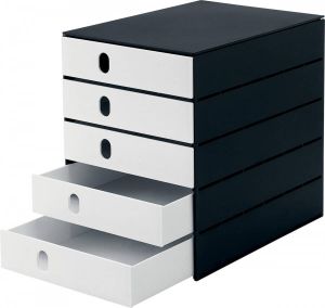 Styro ladenblok Stryoval Pro met 5 gesloten laden zwart wit