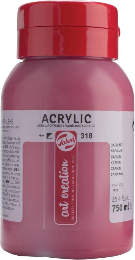 Talens Art Creation acrylverf flacon van 750 ml karmijn