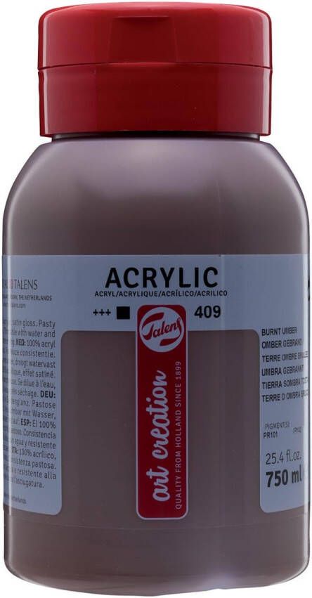 Talens Art Creation acrylverf flacon van 750 ml omber gebrand