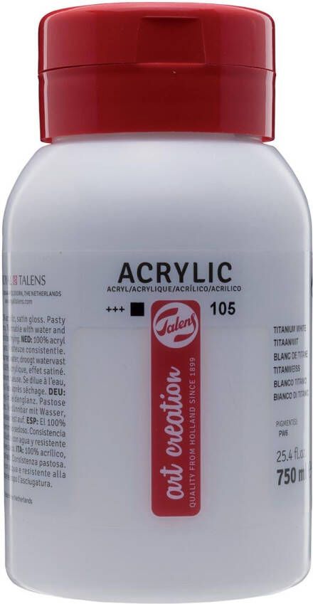 Talens Art Creation acrylverf flacon van 750 ml titaanwit