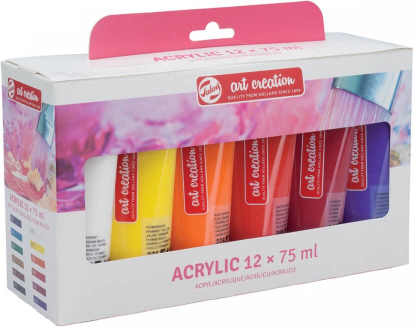 Talens Art Creation acrylverf tube van 75 ml set van 12 tubes in geassorteerde kleuren