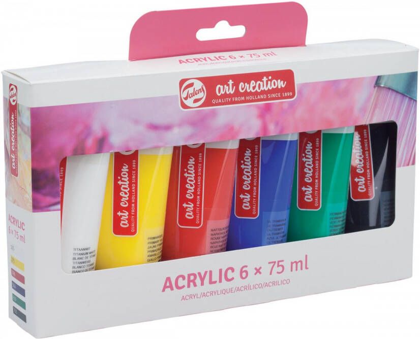 Talens Art Creation acrylverf tube van 75 ml set van 6 tubes in geassorteerde kleuren