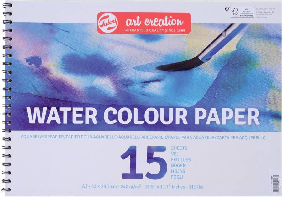 Talens Art Creation aquarelpapier 240 g mÂ² ft A3 blok met 15 vellen