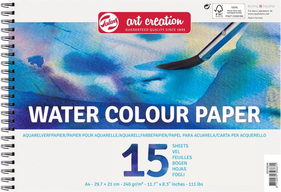 Talens Art Creation aquarelpapier 240 g m² ft A4 blok met 15 vellen