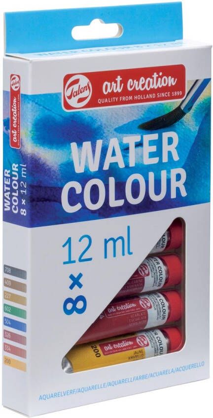 Talens Art Creation aquarelverf tube van 12 ml set van 8 tubes in geassorteerde kleuren