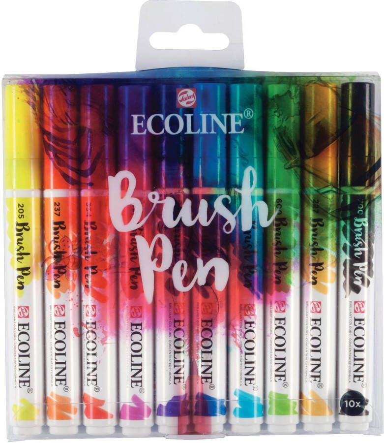 Talens Ecoline Brush pen etui met 10 stuks in geassorteerde kleuren