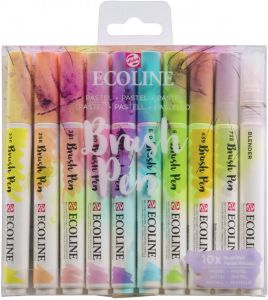 Talens Ecoline Brush pen etui van 10 stuks in pastelkleuren