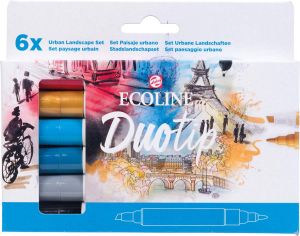 Talens Ecoline Duotip Brush pen etui van 6 stuks urban landscape