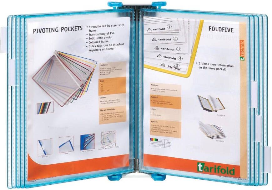 Tarifold Display Tarifold Candy Line wandelement A4 grijs incl. 10 tassen blauw en 5 ruiters
